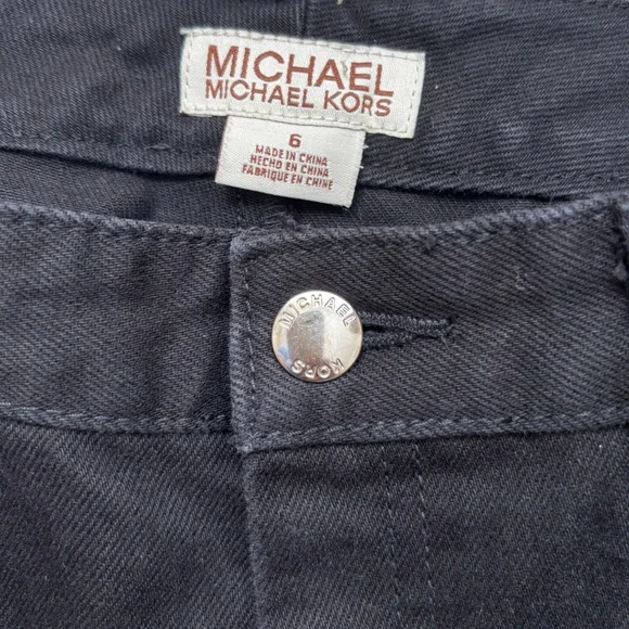Michael Michael Kors Black Women’s Flare Stud Side Button pants Jeans Size 6 - Picture 7 of 16